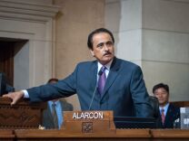 Then-City Councilman Richard Alcaron listens to a fellow member speak during a council meeting at City Hall on June 1, 2012.