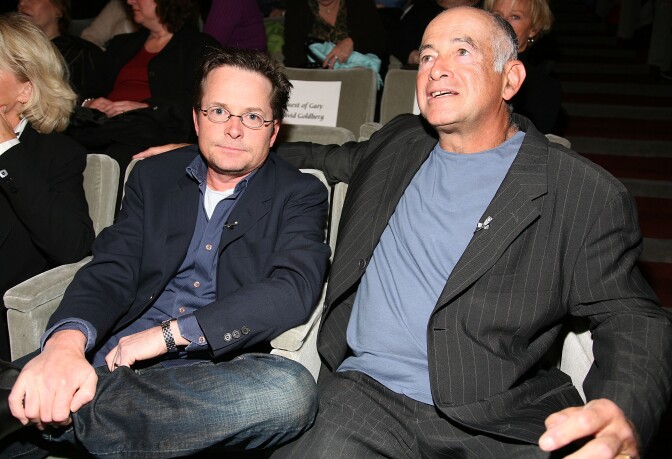 (L-R) Actor Michael J. Fox and Gary David Goldberg attends a panel discussion celebrating Gary David Goldberg's autobiography 'Sit, Ubu, Sit' at The Paley Center For Media on February 5, 2008 in New York City.