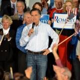 ORMOND BEACH, FL - JANUARY 22:  Republican presidential candidate, former Massachusetts Gov. Mitt Romney, kicks off his Florida campaign with a rally at All-Star Building Materials January 22, 2012 in Ormond Beach, Florida. Romney starts his Florida primary campaigning after having lost the day before to Newt Gingrich in South Carolina. (Photo by Roberto Gonzalez/Getty Images)