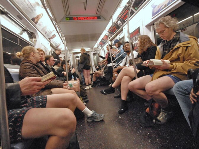 No Pants Subway Ride 2012 in New York City, sponsored by Improv Everywhere.