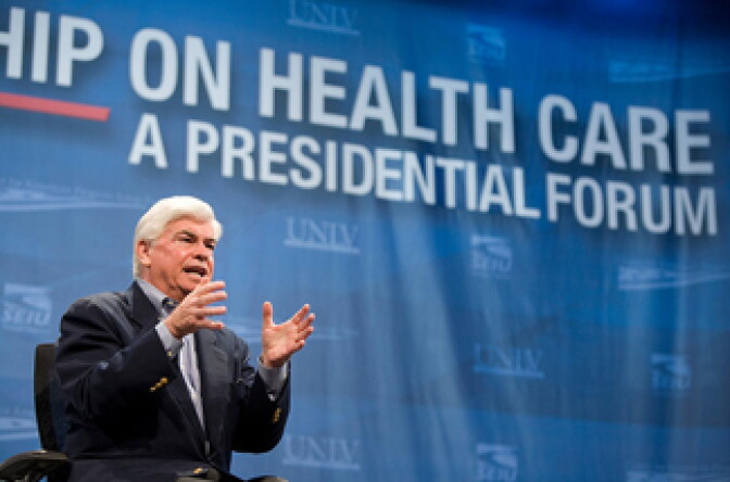 Former Democratic United States Senator Chris Dodd, from Connecticut, has been named chairman and CEO of the Motion Picture Association of America, the lobbyist for Hollywood’s largest studios. He's seen here at a presidential forum in Las Vegas in 2007.