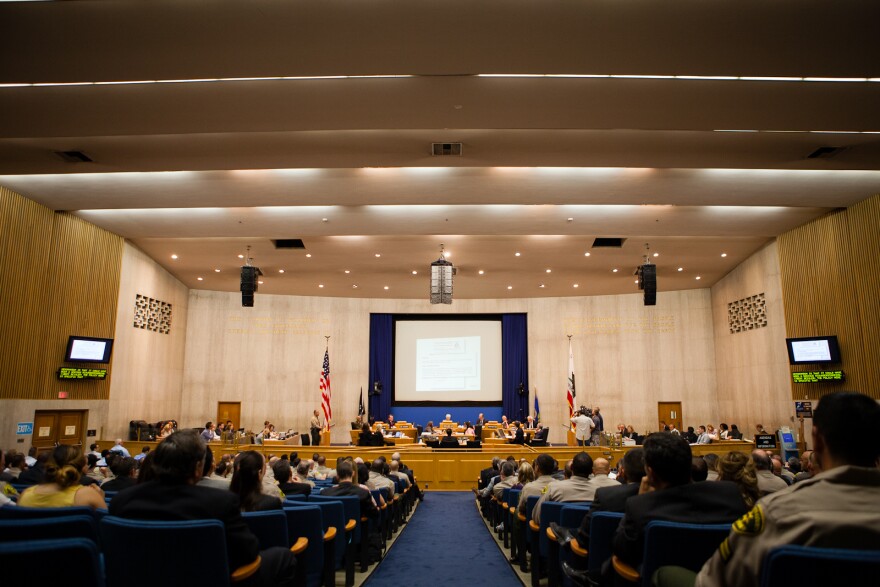 A crowd comprised primarily of members of the LA County Sheriff's department attended the July 27, 2012 hearing during which Undersheriff Paul Tanaka testified about allegations of abuse in county jails.