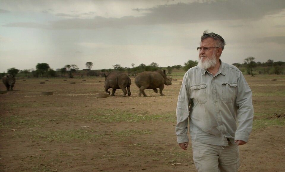 John Hume, the worlds largest rhino breeder, at Buffalo Dream Ranch, North West Province, South Africa in 2016. He is featured in the film "Trophy."
