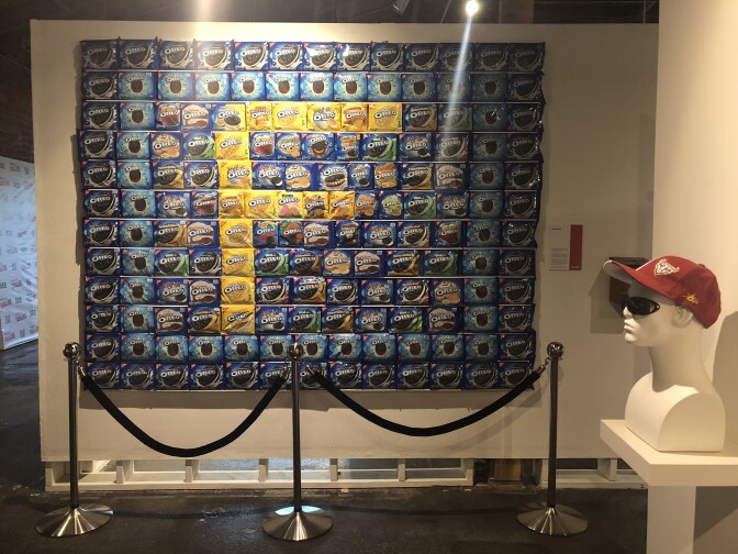 The wall of oreos includes oreos with flavors like pumpkin spice, Swedish fish and pumpkin spice. 
