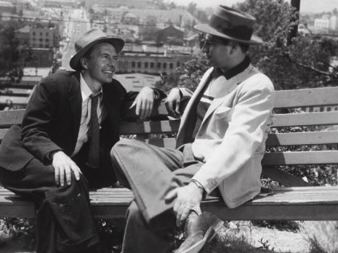 David Wayne (left) and producer Howard Nebenzal during production of the 1951 film "M."