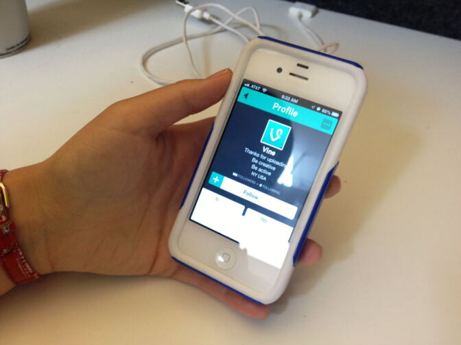 The new Vine app is seen on an iPhone.
