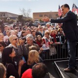 CHARLESTON, SC - JANUARY 19:  Republican presidential candidate, former Massachusetts Gov. Mitt Romney speaks to supporters as he visits a campaign headquarters on January 19, 2012 in Charleston, South Carolina. Today, one of Romney's opponents in the primary Texas Gov. Rick Perry dropped his bid for the Republican presidential nomination and endorsed competitor former Speaker of the House Newt Gingrich.  (Photo by Joe Raedle/Getty Images)