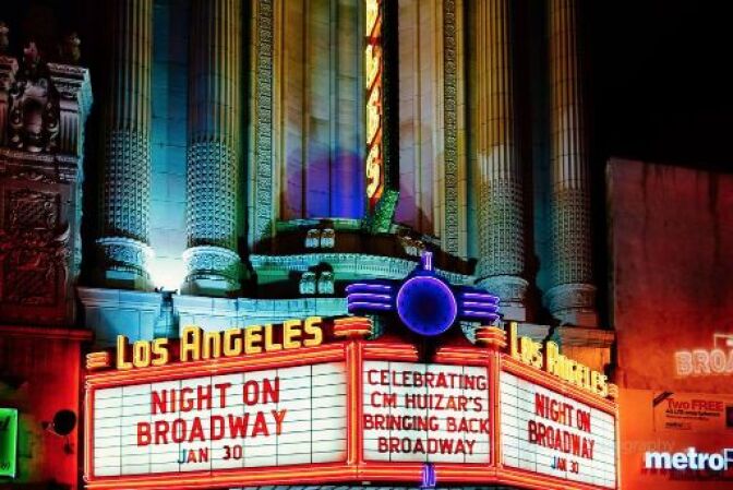Neon at the historic Los Angeles Theater for 2016's Night on Broadway festival