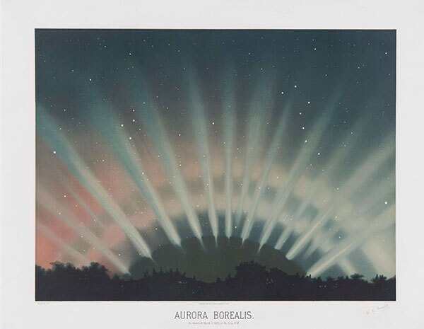 E. L. Trouvelot (1827–1895), Aurora Borealis, 1881, color lithograph