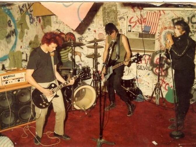 An early photograph of TSOL rehearsal.
