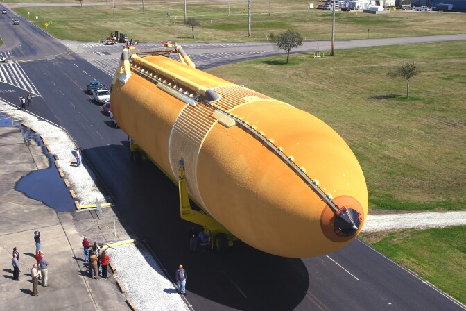 A massive external tank for NASA's space shuttle program is shown in this photo shared by Lockheed Martin.
