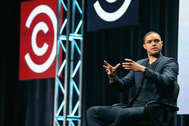 BEVERLY HILLS, CA - JULY 29:  Host Trevor Noah speaks onstage during "The Daily Show with Trevor Noah" panel discussion at the Viacom Networks portion of the 2015 Summer TCA Tour at The Beverly Hilton Hotel on July 29, 2015 in Beverly Hills, California.  (Photo by Frederick M. Brown/Getty Images)