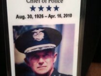 Badges worn by police for former LAPD Chief Daryl Gates' funeral