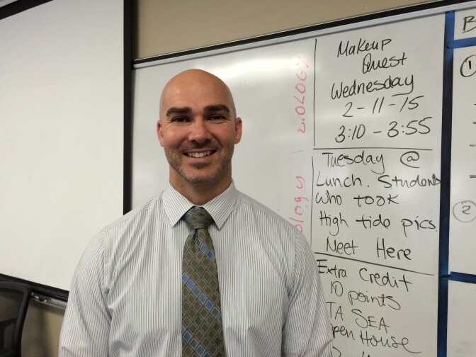 Port of Los Angeles High School science teacher Tim Dikdan gave students extra credit for observing King Tides, which can offer a glimpse of sea level rise. 