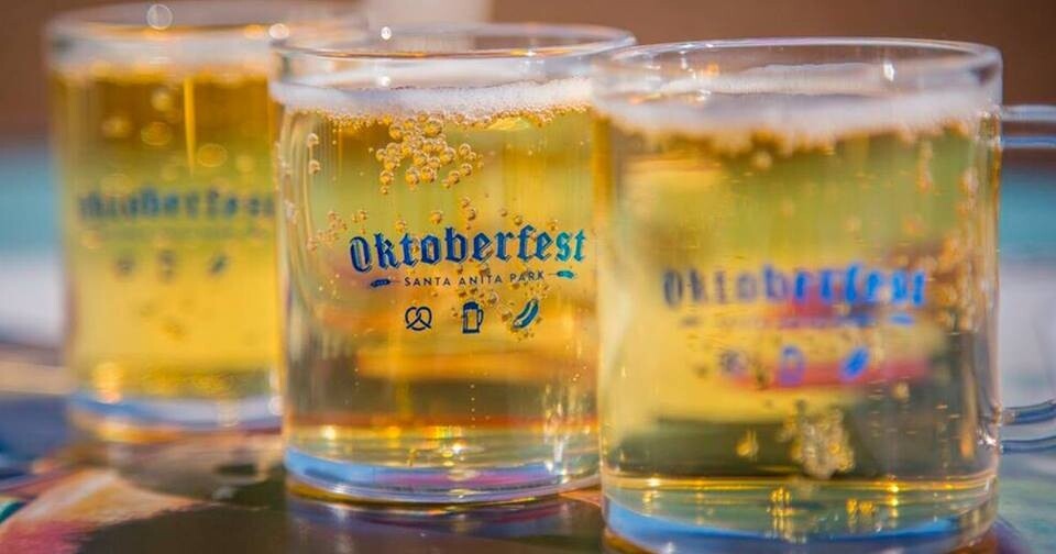 A flight of beers at Oktoberfest.
