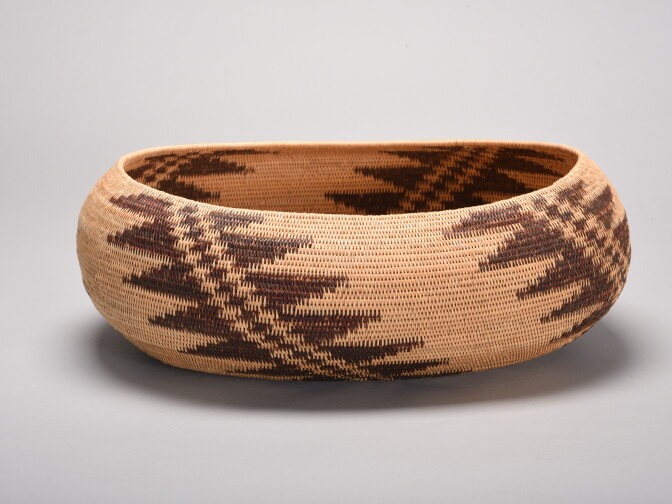 Basket made by Mabel McKay. Loan courtesy of Sharon Rogers and Marshall McKay.
