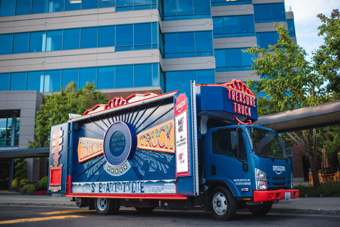 Customers can purchase select items on their smart phones through the company's app and pick their item up by visiting the truck.