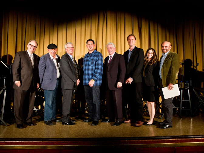 Larry Mantle hosts a discussion on the future of LA’s ports at the Queen Mary in Long Beach on June 2, 2015.