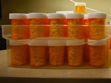 Medication being prepped for distribution.