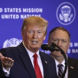 NEW YORK, NY - SEPTEMBER 25:  U.S. President Donald Trump speaks during a press conference on the sidelines of the United Nations General Assembly on September 25, 2019 in New York City. Speaker of the House Nancy Pelosi announced yesterday that the House will  launch a formal impeachment inquiry into President Trump. (Photo by Drew Angerer/Getty Images)