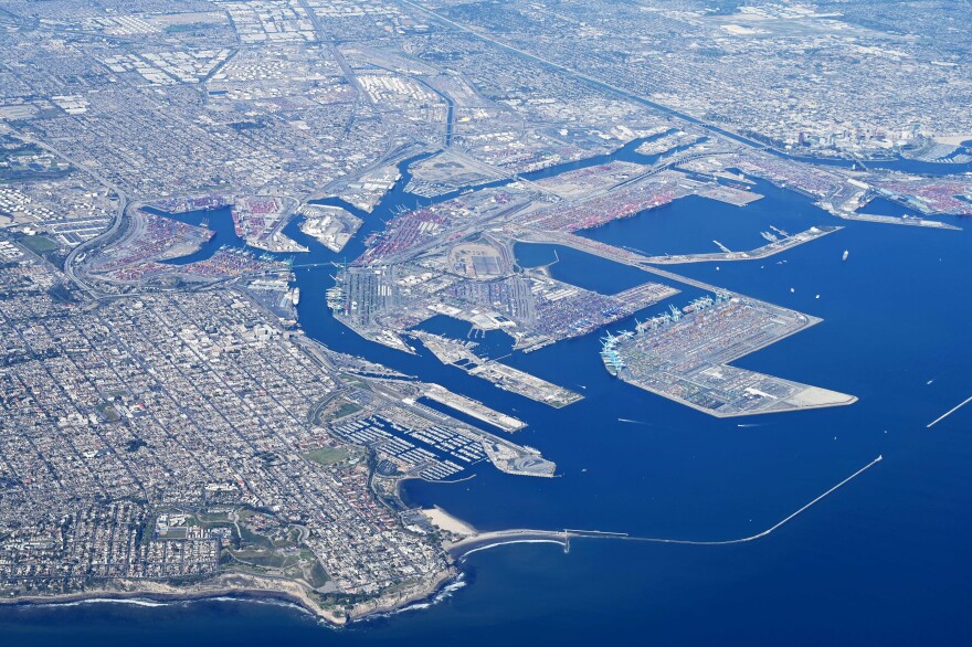 An aerial photo of the Port of Los Angeles