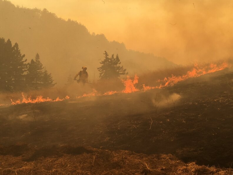 Firefighters continued to fight the Soberanes Fire in Big Sur from the air and the ground on Tuesday, July 26, 2016.
