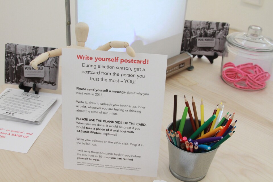 Image from Joey Forsyte's installation "A Band of Voters/Grief Rising."