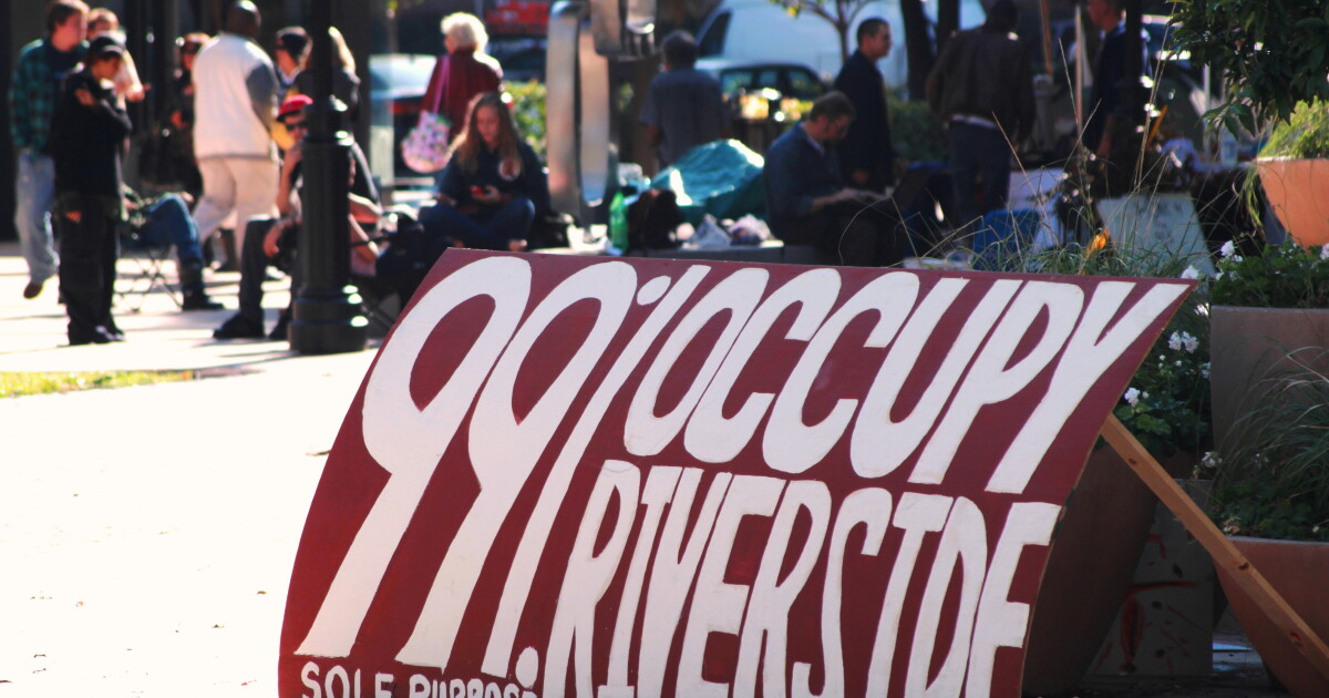 Occupy Rivers De Occupy Riverside encampment returns after police breakup | LAist
