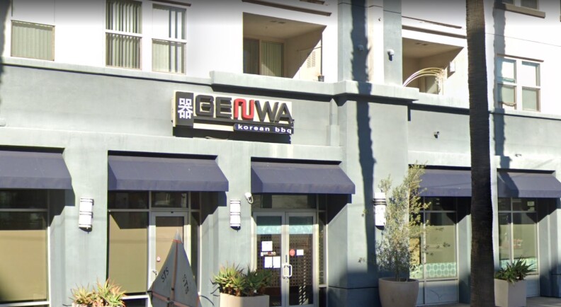 A few of the outside of Genwa KBBQ with the sign above.