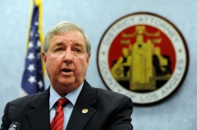 Los Angeles District Attorney Steve Cooley speaks in Los Angeles. 