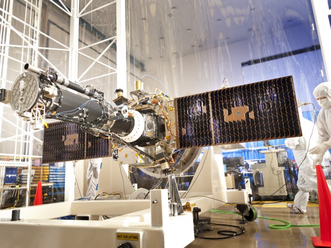 Interface Region Imaging Spectograph (IRIS) with solar wings deployed in B/159.