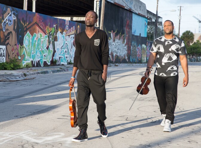 Will Baptiste (left) and Kevin Marcus (right) are the duo that makes up Black Violin