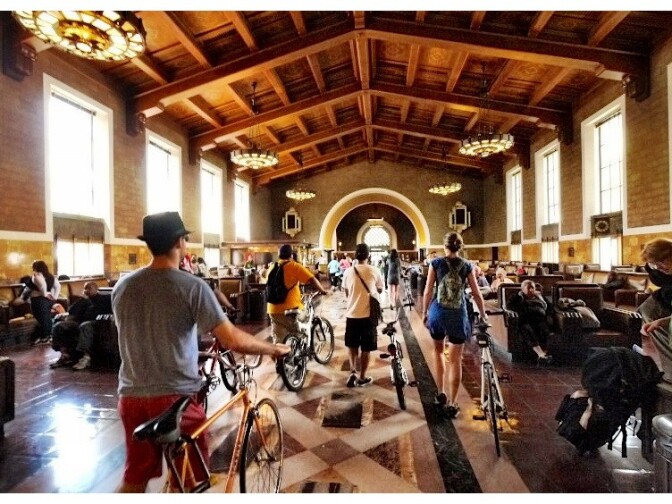 Participants in CicLAvia.