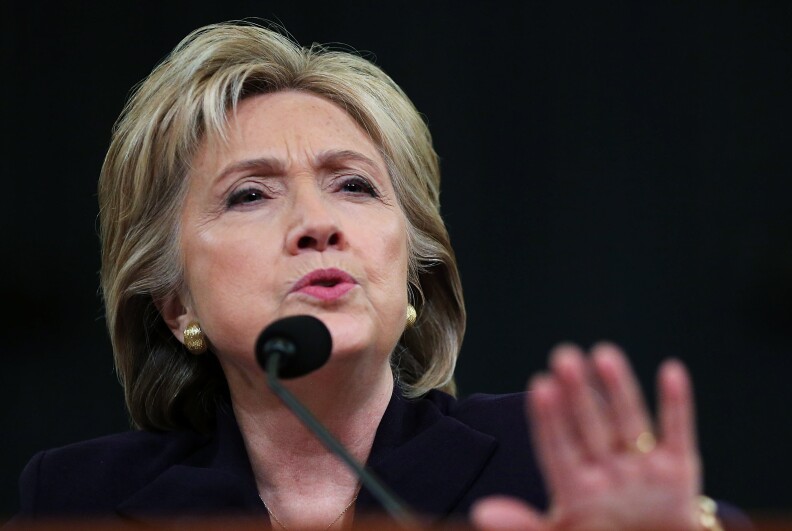 Democratic presidential candidate and former Secretary of State Hillary Clinton testifies before the House Select Committee on Benghazi October 22, 2015 on Capitol Hill in Washington, DC.
