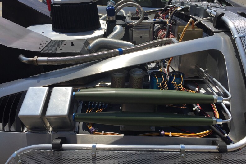 A fully-tricked out Delorean replica of the time machine used in "Back to the Future."