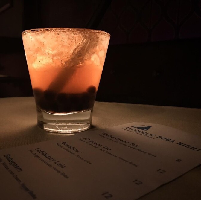 Alcoholic boba are served up every Thursday night at Seven Bar & Lounge by boba master Elton Keung. 