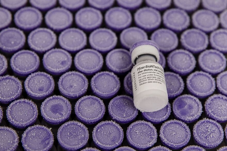 Pfizer's Covid-19 vaccine is pictured at Rady Children's Hospital before it's placed back in the refrigerator in San Diego, California on December 15, 2020. (Photo by ARIANA DREHSLER / AFP) (Photo by ARIANA DREHSLER/AFP via Getty Images)