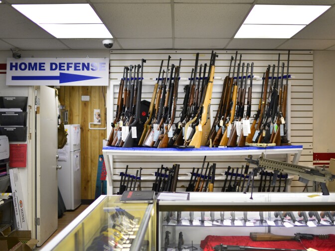 Rifles on sale in the "Home Defense" section of On Target shooting range in Laguna Niguel Saturday. 

On Target gun range in Laguna Niguel, CA on Saturday April 12 2014. 