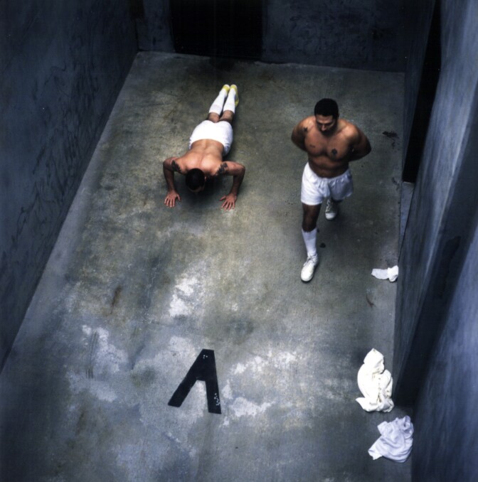 The exercise yard at Pelican Bay State Prison.