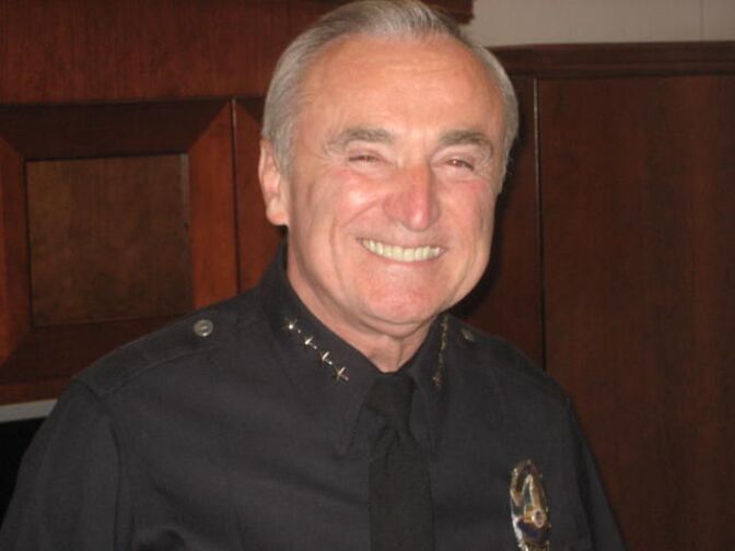 Bill Bratton on one of his final days as chief of the Los Angeles Police Department