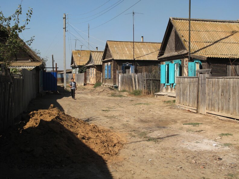 In the village of Zelenga, the roads are unpaved and residents get water only a few hours a day.  The last collective of fishermen recently shut down and hard times have set in.
