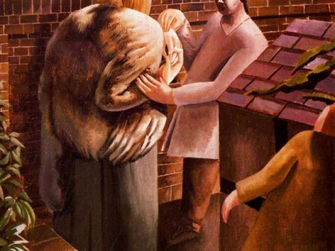 "The Meeting" by Stanley Spencer, 1933, Oil on canvas.
