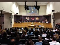 An LAUSD board meeting in February.
