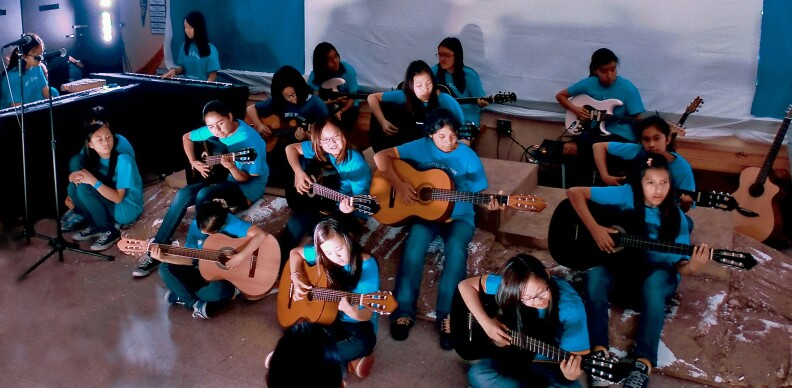 Students perform during a production of the Tempest at LAUSD's Hobart Boulevard Elementary School.
