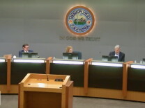  A screenshot from the video feed of the Mission Viejo City Council's meeting on Sept. 13, 2022 shows five council members sitting behind the dias.