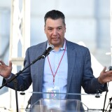 Secretary of State of California Alex Padilla speaks onstage at 2018 Women's March Los Angeles at Pershing Square on January 20, 2018 in Los Angeles, California.