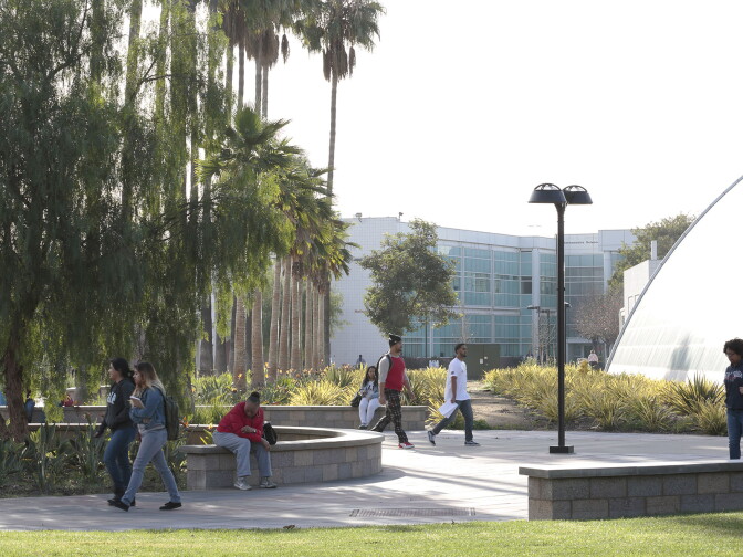 Students on the campus of El Camino College Compton Center.