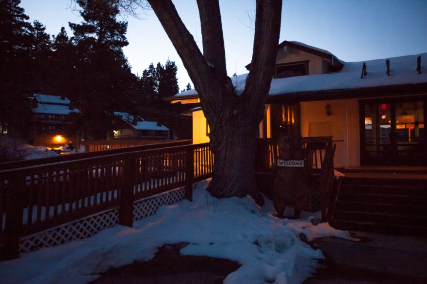 The house number on the condo where murder suspect Christopher Dorner reportedly hid from police near Bear Mountain Ski Resort. The building on the right served as central command for the search. The building on the left is where Dorner reportedly stayed.