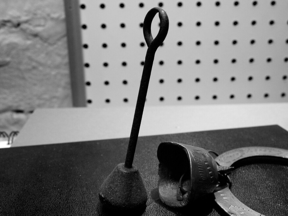 A vintage school bell from Lockington's eclectic collection of instruments.