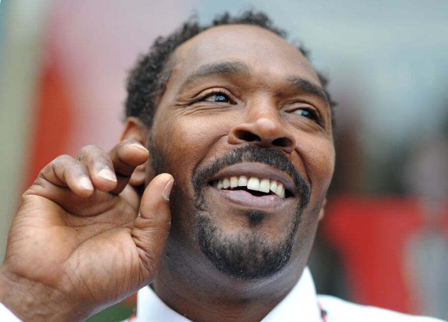 Rodney King speaks with fans before presenting his autobiographical book 'The Riot Within...My Journey from Rebellion to Redemption' at the Eso Won Book Store in L.A. on April 30, 2012.